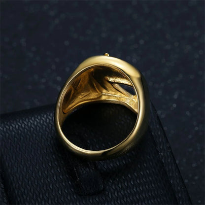 Punk Horseshoe Horse Head Ring Male Wholesale Gold Color Stainless Steel Big Animal Rings For Men Fashion Party Jewelry Gift