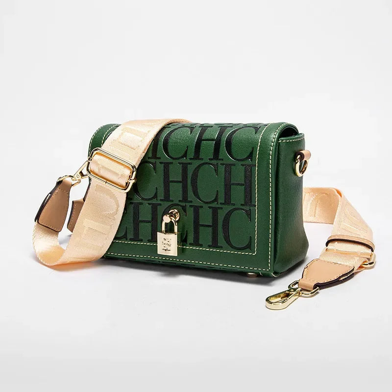 CH Womens Shoulder Bag Luxury Brand 2025 Fashion Solid Color Printed Handbag Fashion Design Model Metal Accessories Buckle