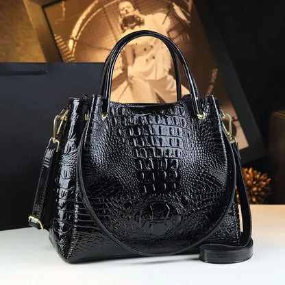 New Tote Bag for Women Crocodile Print Textured Bucket Bag Retro Shoulder Bag Fashion Handbag​