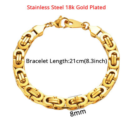 Newest 316L Stainless Steel Bracelet Men Wholesale Wristband 8mm Gold Silver Color Male Hand Chain Link Bracelet Hip Hop Jewelry