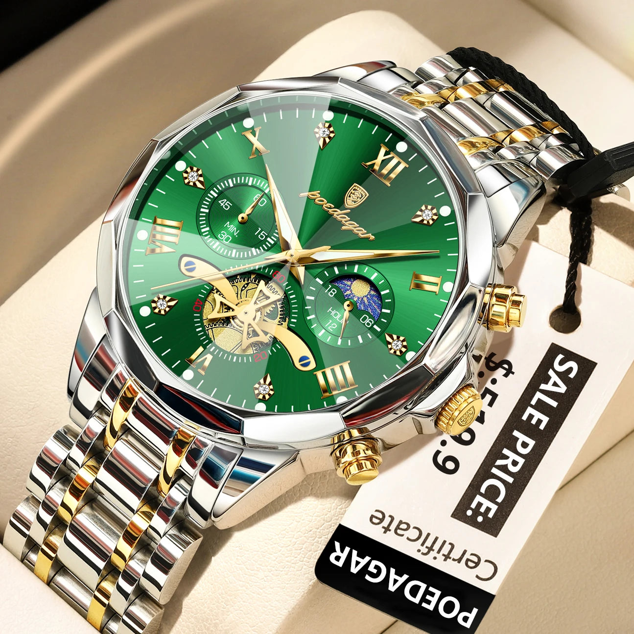 POEDAGAR Elegance Men's Luminous Chronograph Watch