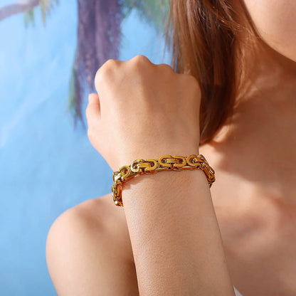 Newest 316L Stainless Steel Bracelet Men Wholesale Wristband 8mm Gold Silver Color Male Hand Chain Link Bracelet Hip Hop Jewelry