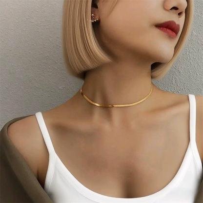 Punk Clavicle Flat Blade Snake Link Choker Necklace Gold Silver Color Stainless Steel Neck Chains For Women Jewelry Chocker 2025