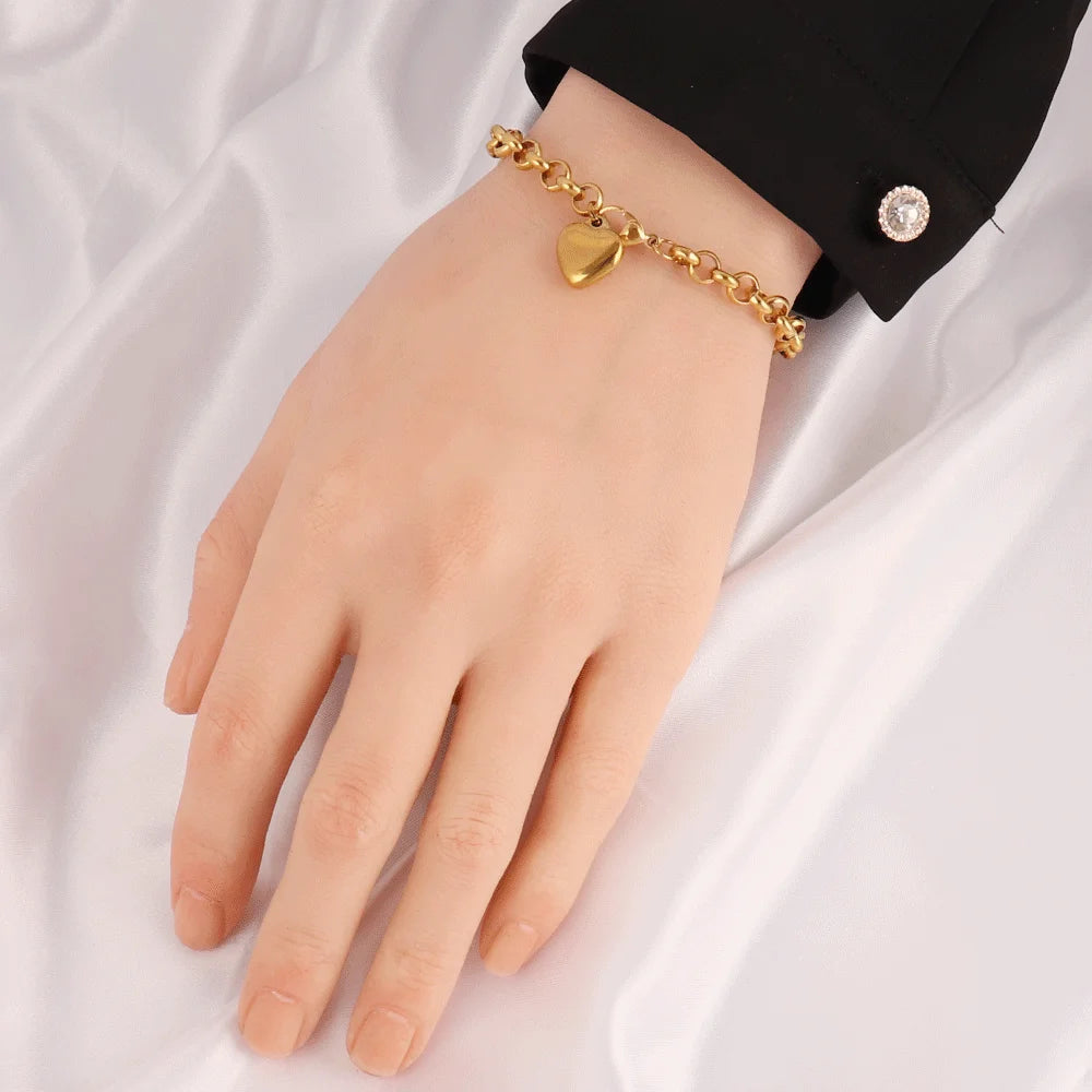 316L Stainless Steel Heart Bracelet For Women Fashion   Heart Pendant Chain Bracelets Jewelry Gift