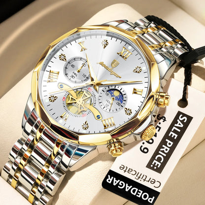 POEDAGAR Elegance Men's Luminous Chronograph Watch
