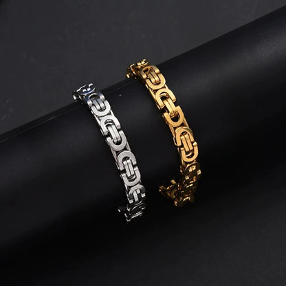 Newest 316L Stainless Steel Bracelet Men Wholesale Wristband 8mm Gold Silver Color Male Hand Chain Link Bracelet Hip Hop Jewelry
