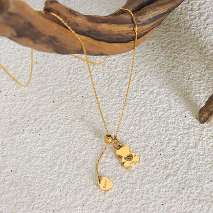 Hollow Bear Pendant Adjustable Necklace For Women 316L Stainless Steel Gold Plated Waterproof Women's Necklaces Girls Neck Chain
