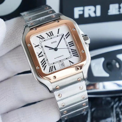 Luxury Automatic Movement Watch for Men Mechanical Watches Square 904L Stainless Steel Silver Gold White Rome Dial Sport