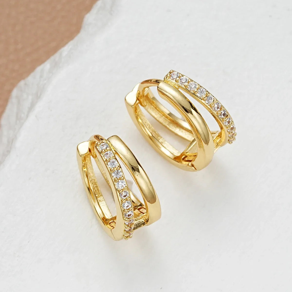 Elegant Gold Zircon Hoop Earrings for Women