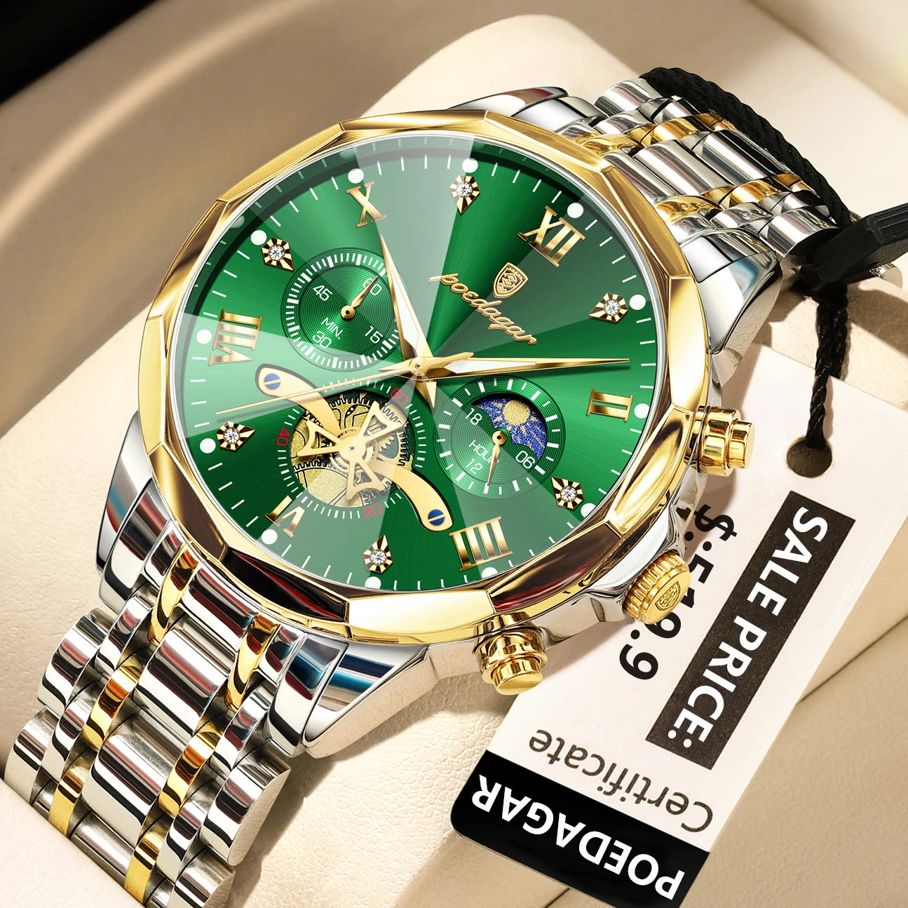 POEDAGAR Elegance Men's Luminous Chronograph Watch