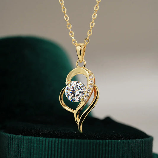 S925 Sterling Silver Irregular Collarbone Chain Pendant with Moissanite for Women, 14K Gold Plated