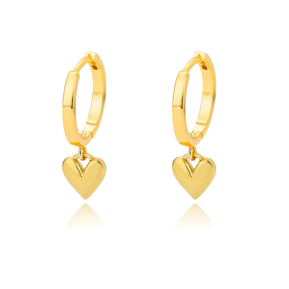 Vintage Gold Heart Drop Earrings - Timeless Elegance