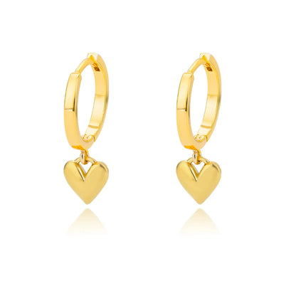 Vintage Gold Heart Drop Earrings - Timeless Elegance