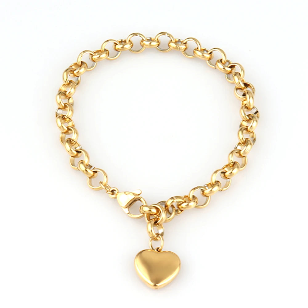 316L Stainless Steel Heart Bracelet For Women Fashion   Heart Pendant Chain Bracelets Jewelry Gift