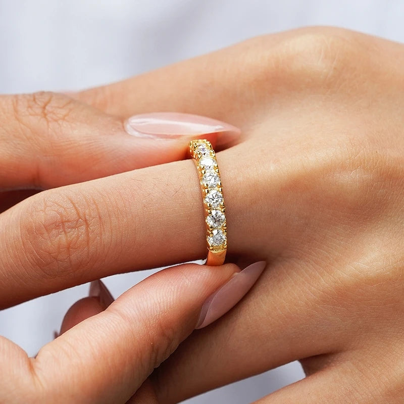 Girl Friend Valentine's Day 18K Gold Wedding Band 0.7CT Moissanite Diamond Women Engagement Rings Daughter Birthday Gift Jewelry