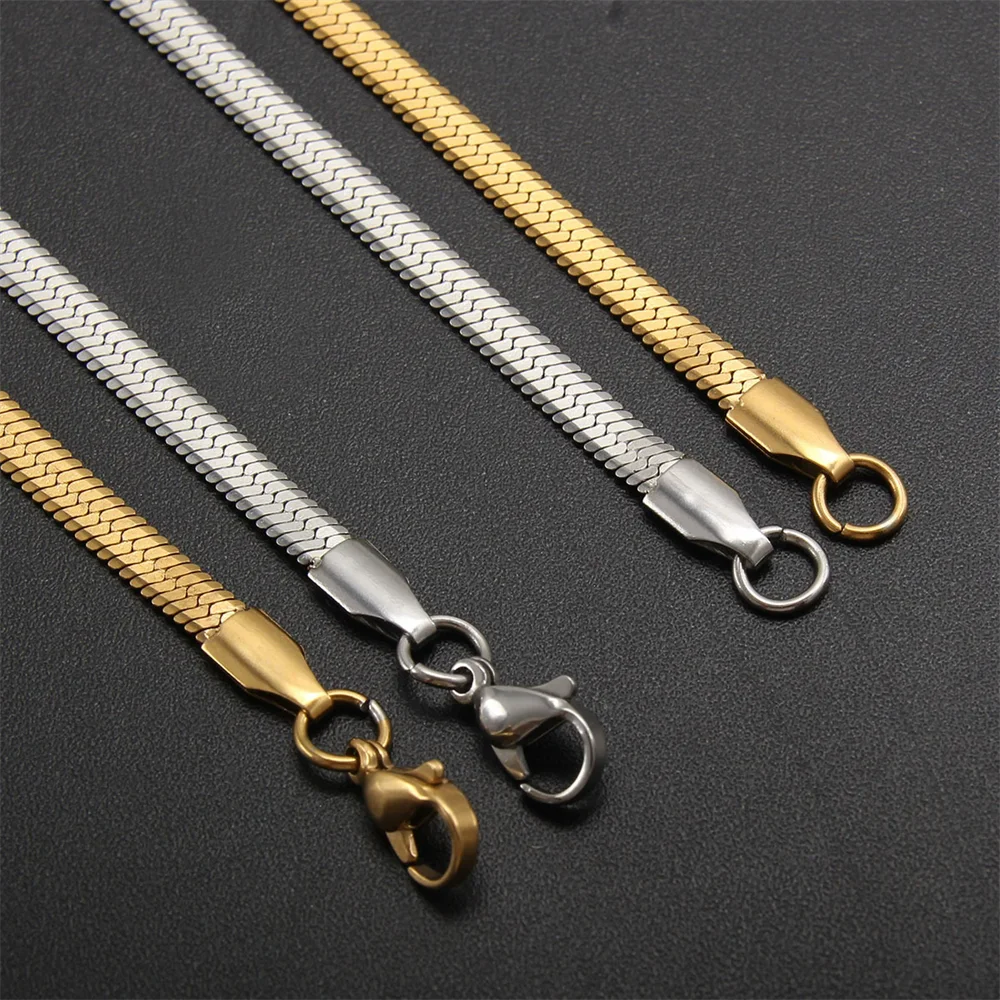Punk Clavicle Flat Blade Snake Link Choker Necklace Gold Silver Color Stainless Steel Neck Chains For Women Jewelry Chocker 2025