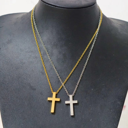 Fashion Small Tiny Jesus Cross Pendant Female Gold Silver Color Stainless Steel Christian Amulet Necklace For Women Jewelry Gift