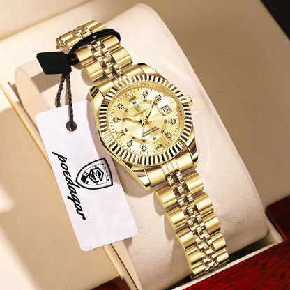 POEDAGAR Top Casual Women's Watches Waterproof Luminous Date Luxury Women Watch Stainless Steel Quartz Fashion Ladies Wristwatch