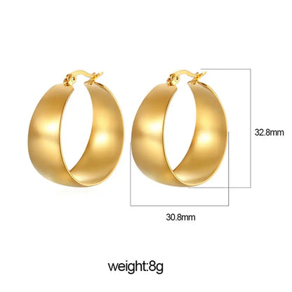 Elegant Gold Chunky C Shape Hoop Earrings - Waterproof