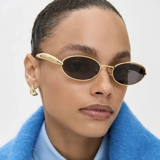 Chic Oval Sunglasses with Mirror Legs for Women