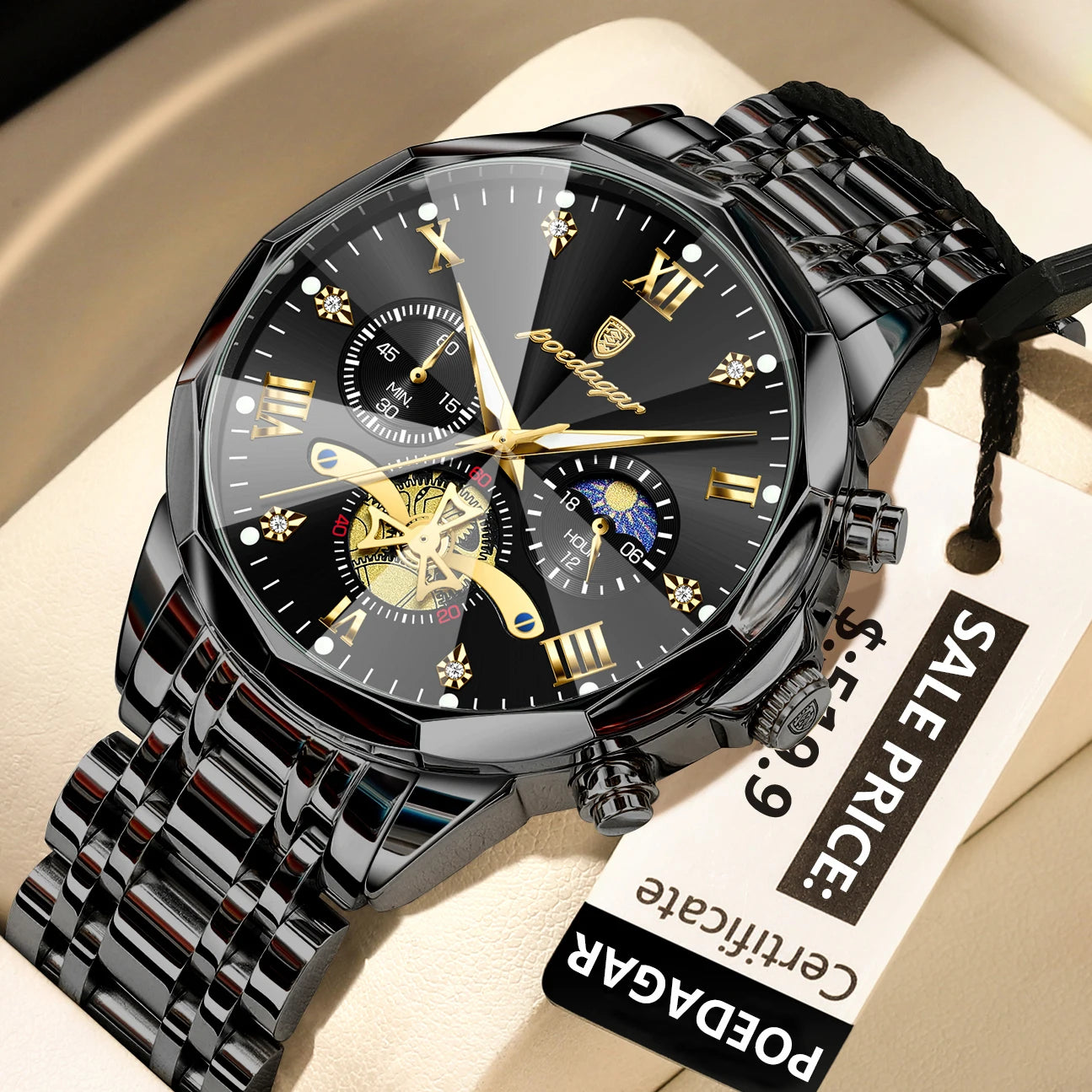POEDAGAR Elegance Men's Luminous Chronograph Watch