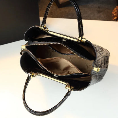 Summer Shiny Mother Bag Crocodile Pattern Middle Aged Women Tote Light Luxury Brand Handbag