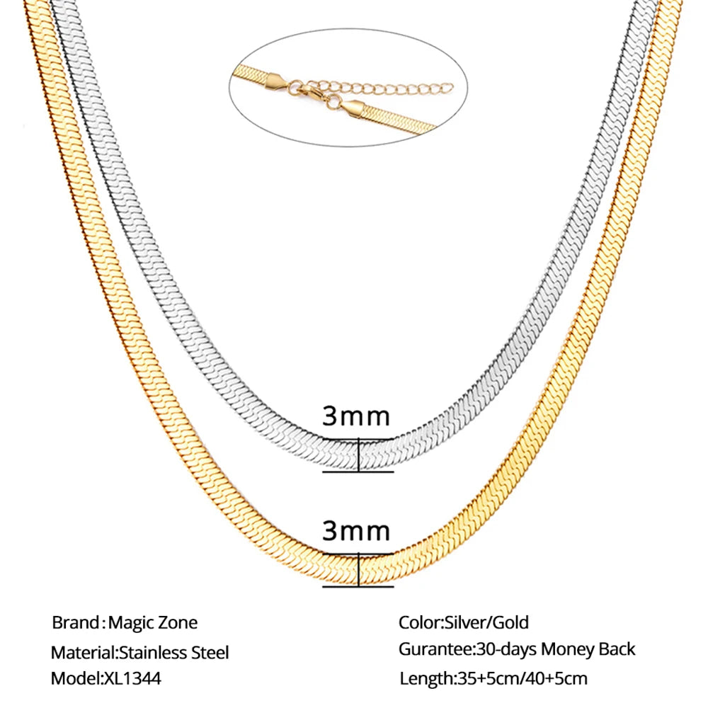 Punk Clavicle Flat Blade Snake Link Choker Necklace Gold Silver Color Stainless Steel Neck Chains For Women Jewelry Chocker 2025