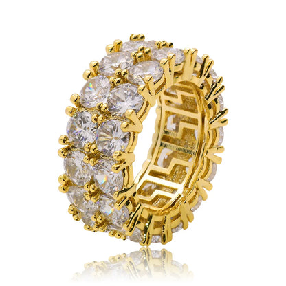 Iced Out Cubic Zirconia Double Row Tennis Ring