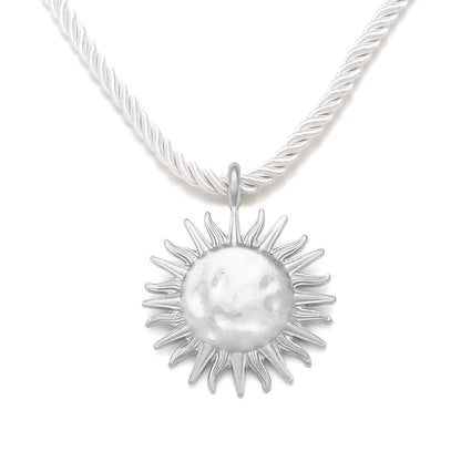 ZAA Vintage Metal Sun Flower Pendant Necklace for Women Rope Chain Collar Jewelry Beach Party Fashion Accessories Gift