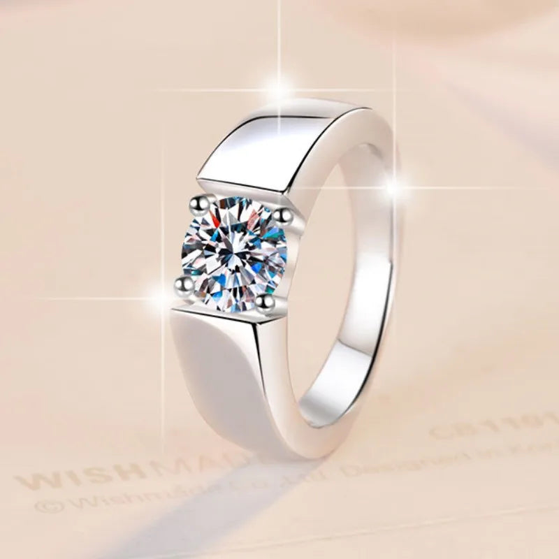 0.5-2CT D Color Moissanite Engagement Ring for Women 925 Sterling Silver Gold Plated Solitaire Rings Wholesale