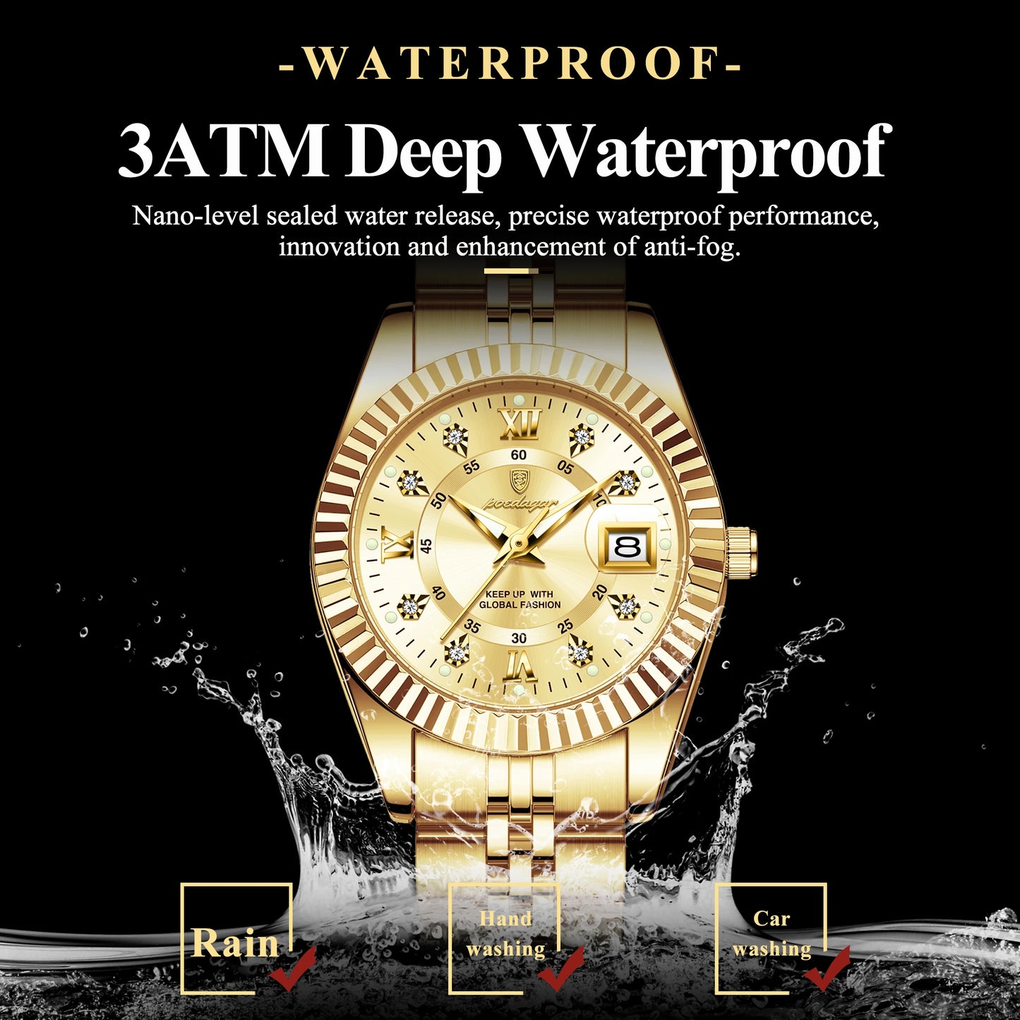 POEDAGAR Top Casual Women's Watches Waterproof Luminous Date Luxury Women Watch Stainless Steel Quartz Fashion Ladies Wristwatch
