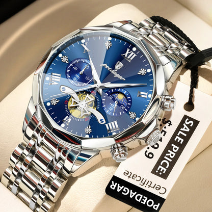 POEDAGAR Elegance Men's Luminous Chronograph Watch