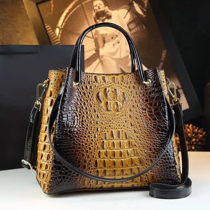 New Tote Bag for Women Crocodile Print Textured Bucket Bag Retro Shoulder Bag Fashion Handbag​