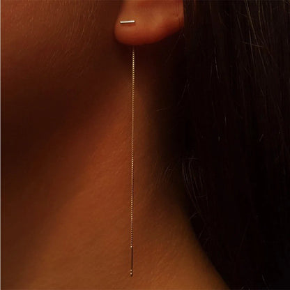 Fashion Minimalist Long Earring Silver Color Simple Tassel Chain Statement Earrings Women Korea Joker Ear Line Jewelry Gift