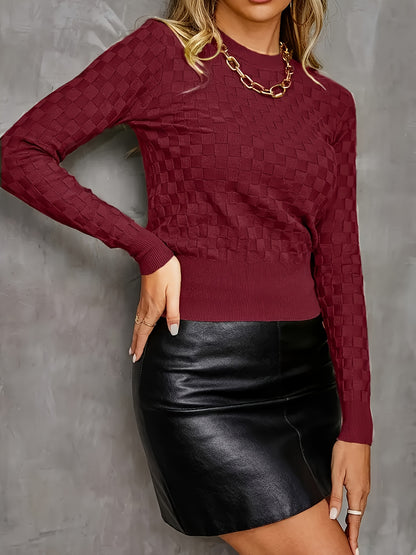 Cozy Crew Neck Pullover Sweater - Soft, Long Sleeve, Knitted, Casual, Fall & Winter Essential - Women's Comfortable Clothing for Chilly Days