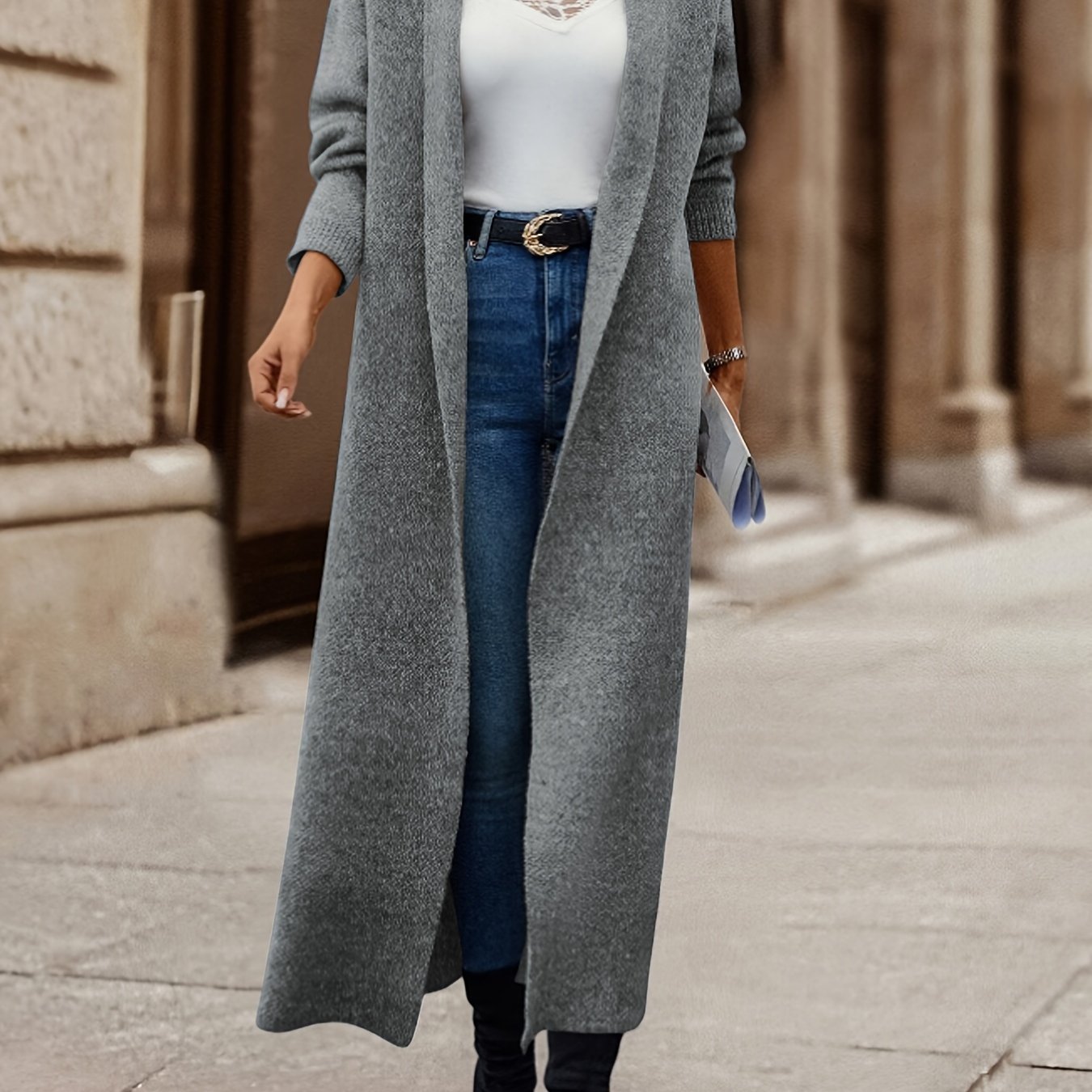 Chic Elegance: Women's Slim Fit Knit Cardigan Coat