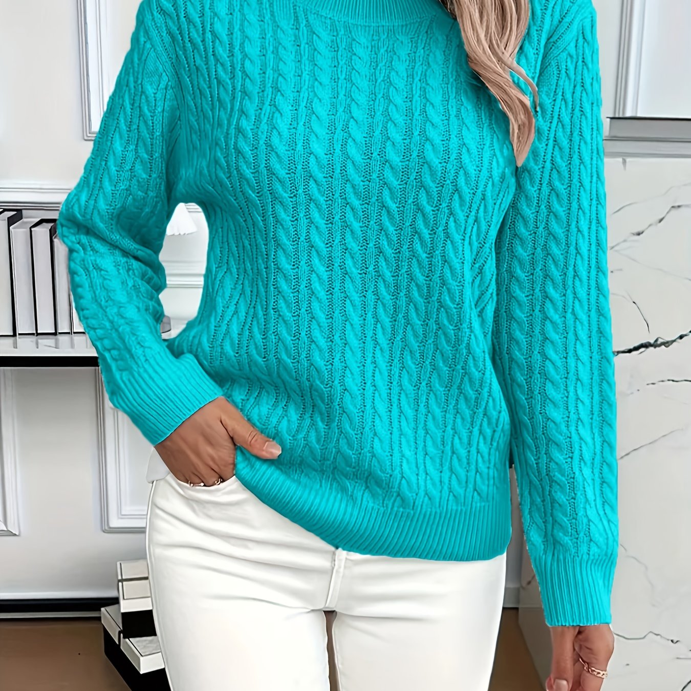 Elegant Women's Loose-Fit Ribbed Sweater - Spring/Autumn Essential