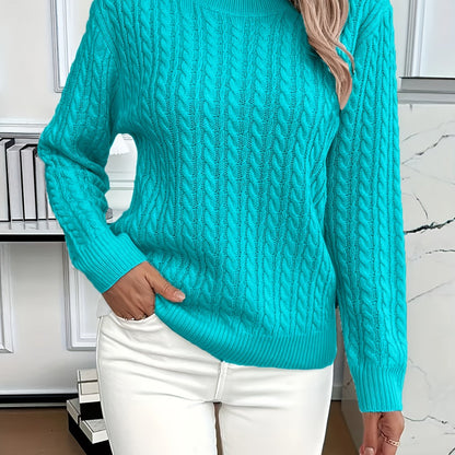 Elegant Women's Loose-Fit Ribbed Sweater - Spring/Autumn Essential