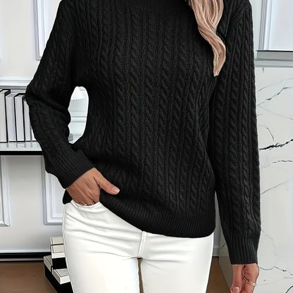 Elegant Women's Loose-Fit Ribbed Sweater - Spring/Autumn Essential