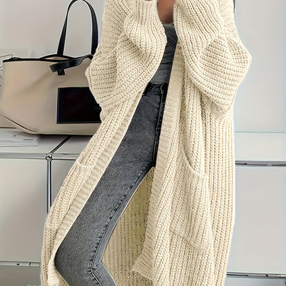 Elegant Plus Size V-Neck Knit Coat