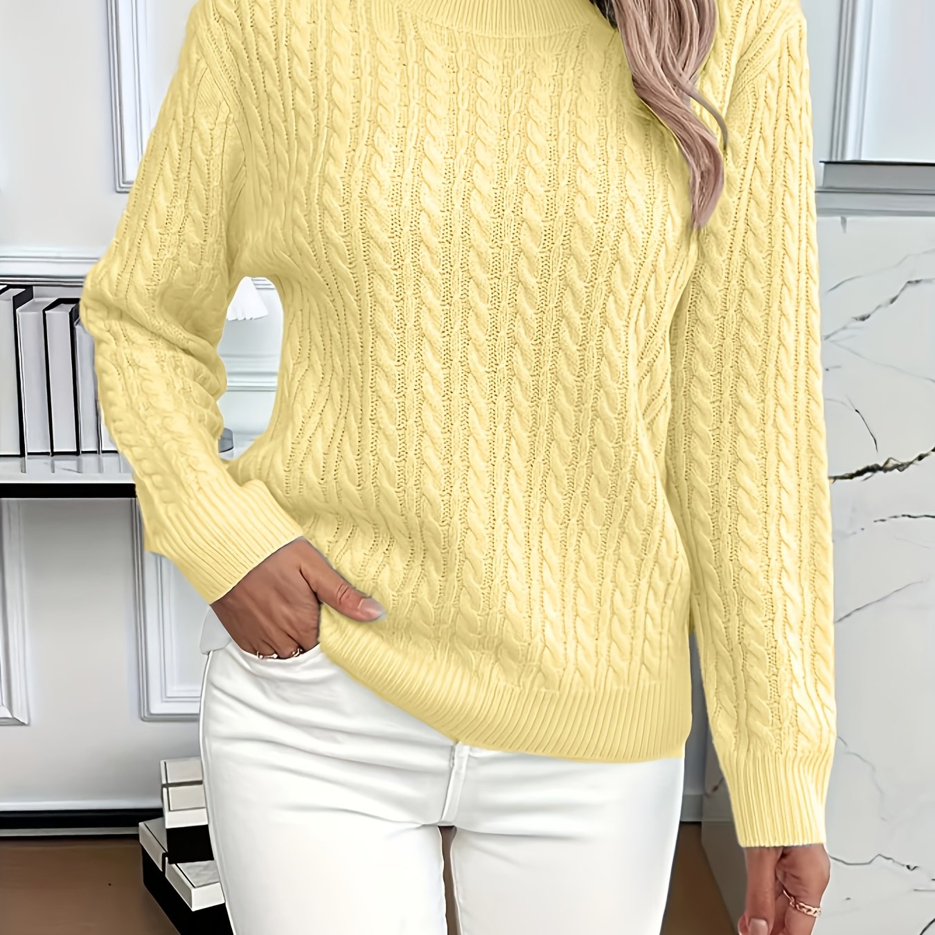Elegant Women's Loose-Fit Ribbed Sweater - Spring/Autumn Essential