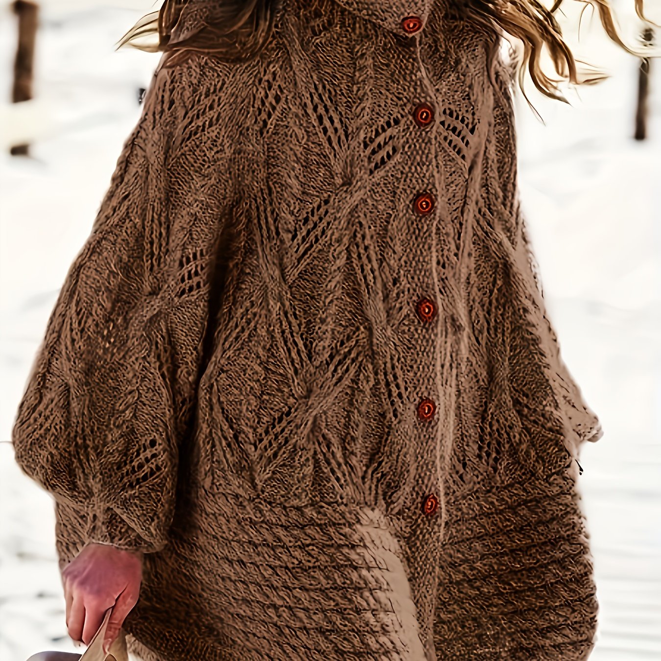 Elegant Twisted Rope Knit Long Coat