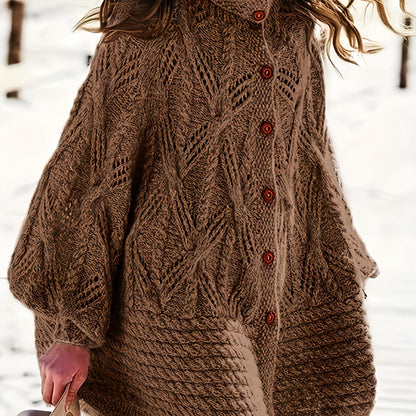 Elegant Twisted Rope Knit Long Coat