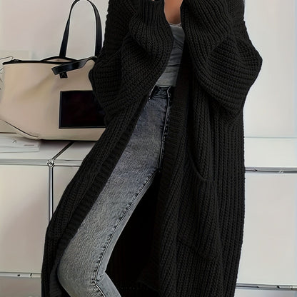Elegant Plus Size V-Neck Knit Coat