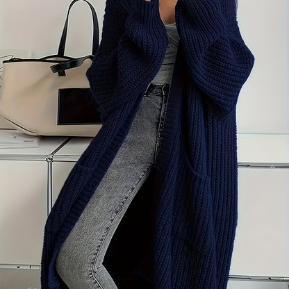 Elegant Plus Size V-Neck Knit Coat