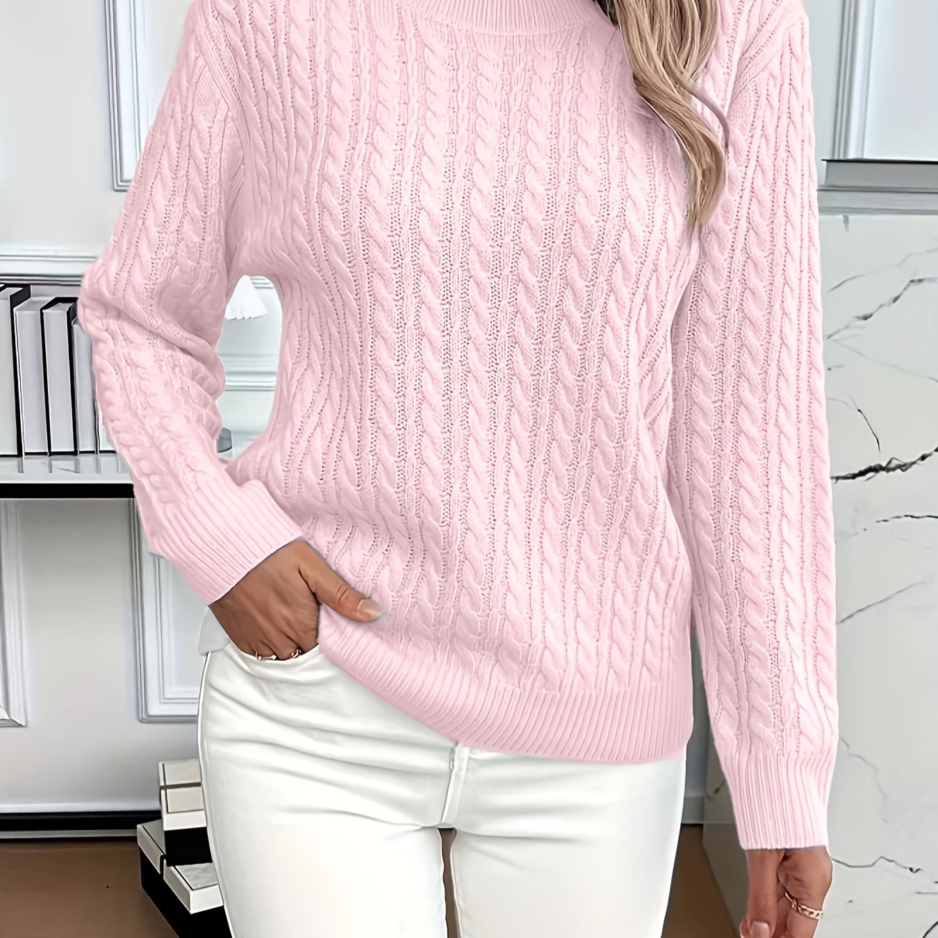 Elegant Women's Loose-Fit Ribbed Sweater - Spring/Autumn Essential