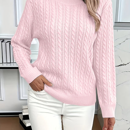 Elegant Women's Loose-Fit Ribbed Sweater - Spring/Autumn Essential