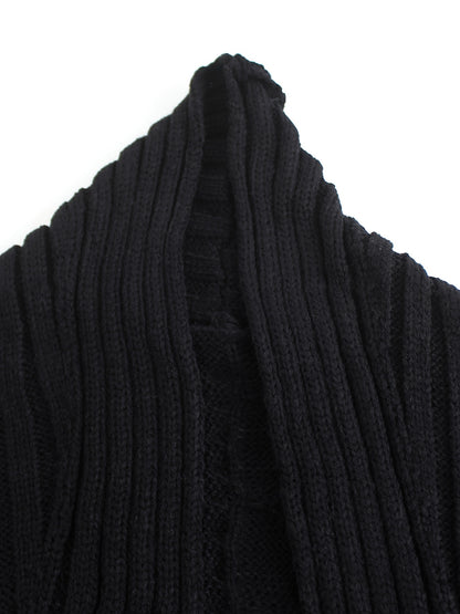 Directional Development of a Long Cardigan Sweater with a Large Collar And Chunky Cable for Spring, Autumn, And Winter.