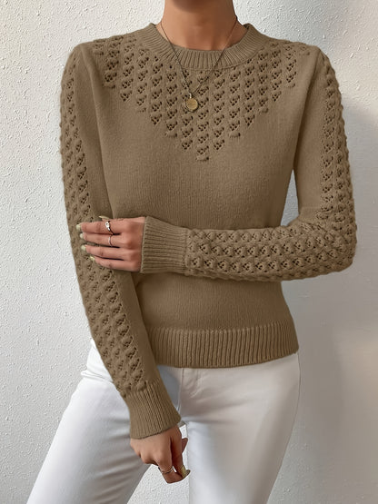 Women'S Light Sweater - Soft Round Neck Pullover with Geometric Pattern, Chic Office to Party Outfit, All-Season Everyday & Formal Wear, Elegant Women'S Sweater For Year-round Style, Ladies Sweaters, Casual Wear, Durable Construction, Stylish Top