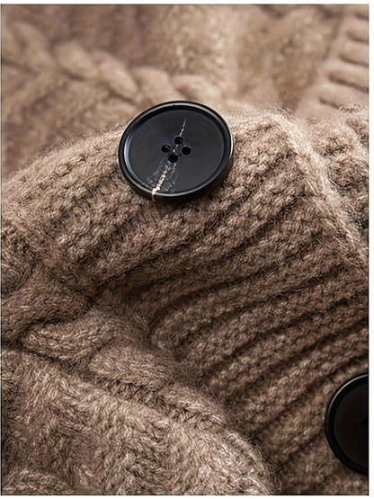 Women'S Button Coat with Pockets, V-Neck Cardigan, Basic Outerwear Top D041